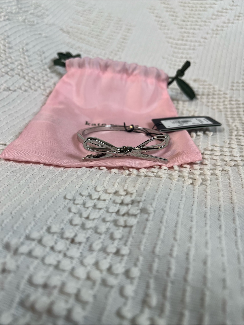 kate spade Silver Bow Bangle with Tag - Picture 3 of 6